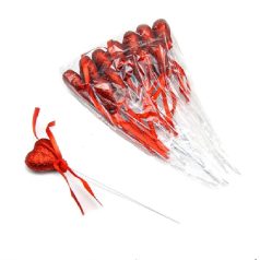 Pálcás szív - Piros - 21 cm - 12 db/csomag