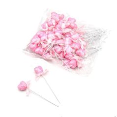 Pálcás szív -11 cm - Rózsaszín - 50 db/csomag