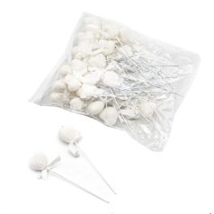 Pálcás szív -11 cm - Fehér - 50 db/csomag 