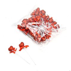 Pálcás szív -11 cm - Piros - 50 db/csomag