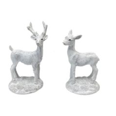 Karácsonyi szarvas fehér figura - 2 féle - 4,5x9 cm  