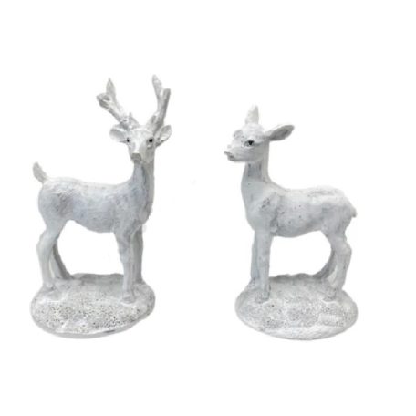 Karácsonyi szarvas fehér figura - 2 féle - 4,5x9 cm  