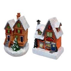 Karácsonyi házikó ledes - 2 féle - 8x5x10,5 cm