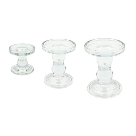 Üveg gyertyatartó - 3 méret - 8,5 cm, 11 cm, 14 cm