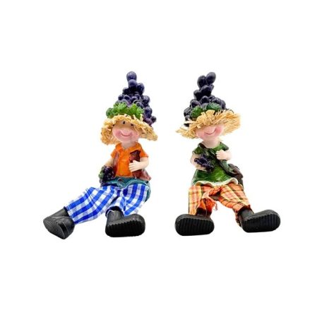 Őszi lógólábú szőlősapkás figura - 2 féle - 5x10,5x4 cm