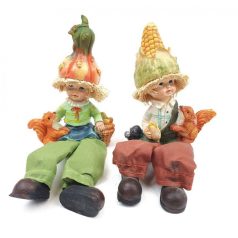 Őszi lógólábú figura mókussal - 2 féle - 7x12x4,5 cm