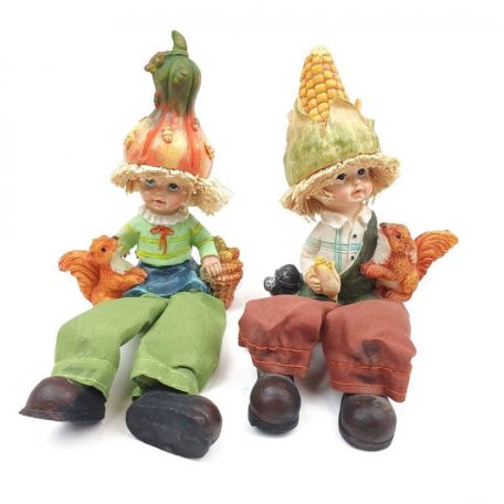 Őszi lógólábú figura mókussal - 2 féle - 7x12x4,5 cm