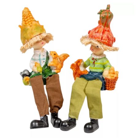 Őszi lógólábú figura mókussal - 2 féle - 7x12x4,5 cm