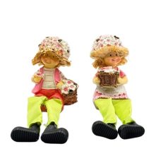 Virágsapkás lógólábú figura - 2 féle - 6x9x4 cm