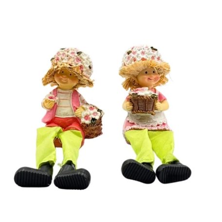 Virágsapkás lógólábú figura - 2 féle - 6x9x4 cm