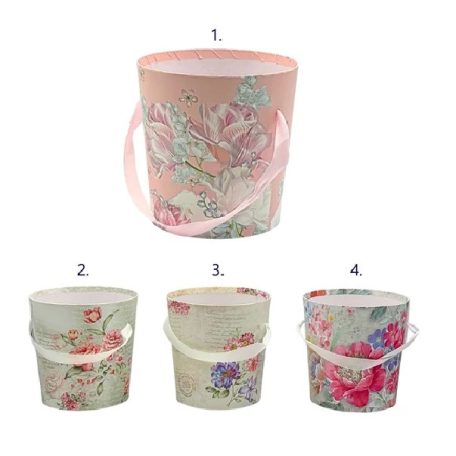  Papirdoboz virágos - 4 színben - 15x14 cm
