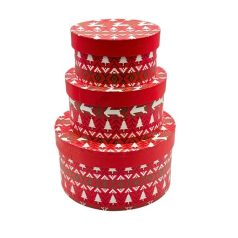 Piros karácsonyi doboz - 3 db-os szett