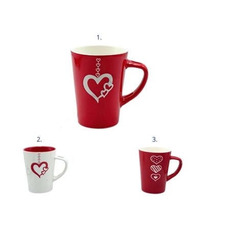 Bögre szíves - 3 féle - 8,5x11 cm