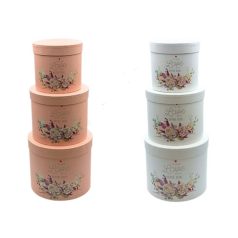   Papirdoboz virágos - 2 színben - 20 cm, 17,5 cm, 14 cm - 3 db-os szett