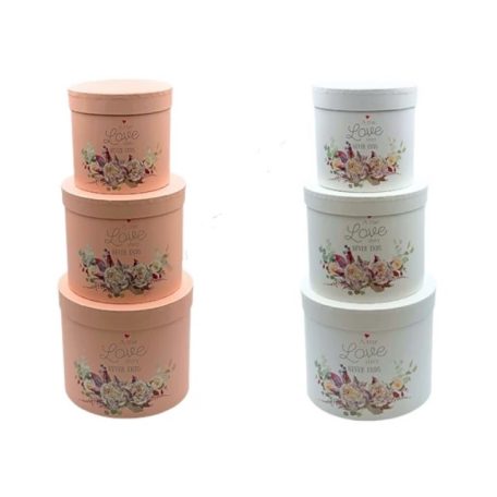 Papirdoboz virágos - 2 színben - 20 cm, 17,5 cm, 14 cm - 3 db-os szett