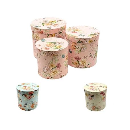 Papirdoboz virágos - 3 színben - 20,5 cm, 18,5 cm, 16,5 cm - 3 db-os szett