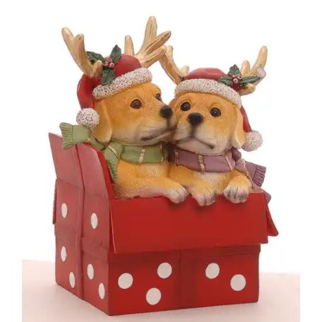 Karácsonyi kutyusok dobozban - 24,5 cm - Raktáron