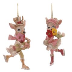 Korcsolyázó szarvaspár - 11,7 cm - 2 db-os szett