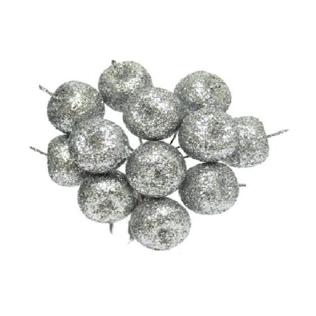 Alma pick ezüst glitteres - 2 cm - 12 db-os 