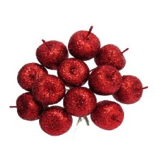 Alma pick piros, glitteres - 2 cm - 12 db-os 
