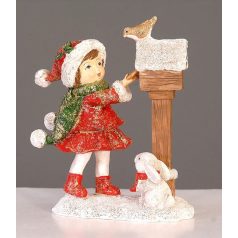Karácsonyi lány figura - 13  cm - Raktáron