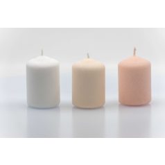 Bársony-glitter gyertya - Krém - 6x10 cm - 4 db/csomag