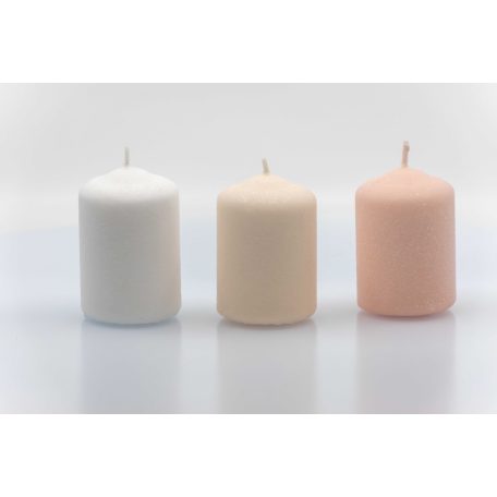 Bársony-glitter gyertya - Krém - 6x10 cm - 4 db/csomag