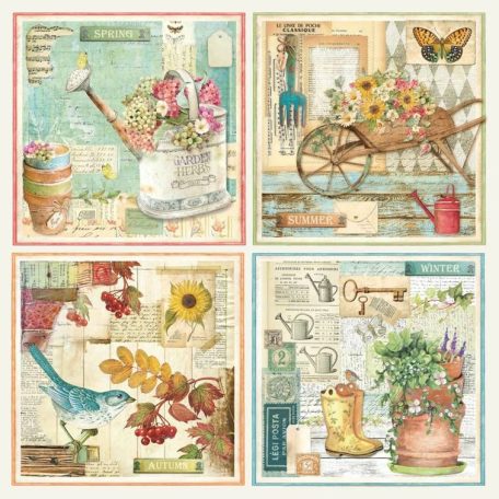 Stamperia scrapbook papír - Garden 1. - 2 oldalas - 31,5 x 30,5 cm