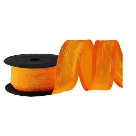 Taft szalag gyűrt drótos narancs - 4 cmx9,15 m
