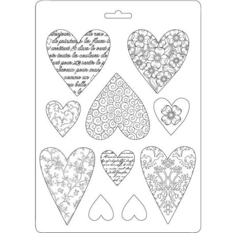 Lágy PVC öntőforma - A5 - Hearts - K3PTA530