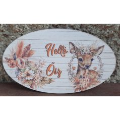 Hello ősz fatábla - Őzike 2. - 15,5x9,5 cm