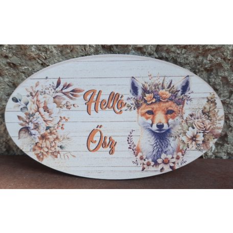 Hello ősz fatábla - Róka - 15x9 cm 