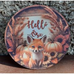 Hello ősz fatábla - Róka - 12 cm 