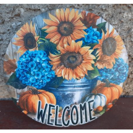 Nyomtatott fa tábla - Helló Ősz - 13x13 cm