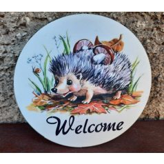 Nyomtatott fa tábla - Welcome - 13 cm 