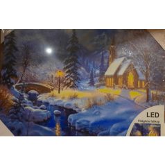 LEDes világító falikép erdei ház - 40x30 cm 