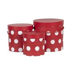 Pöttyös doboz - Piros - 3 db-os szett