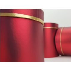 Kör alakú doboz - metálpiros - 3 db-os szett