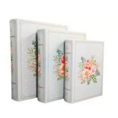 Könyv alakú díszdoboz szett - Zöld -17 cm, 21 cm, 25 cm, 29 cm