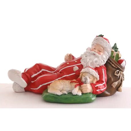 Alvó Télapó kutyussal - 33,50 cm - Raktáron