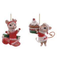  Egérpár sütivel, zoknival - 9 cm - 2 db-os szett
