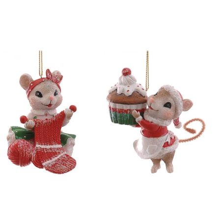  Egérpár sütivel, zoknival - 9 cm - 2 db-os szett