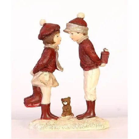 Ajándékozó pár téli figura - 17 cm - Raktáron