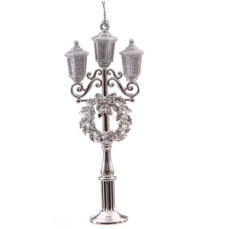 Ezüst függő karácsonyi kandeláber - 15 cm - Raktáron
