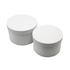 Papírdoboz kerek - Fehér - 16 cm, 19 cm - 2 db-os szett 