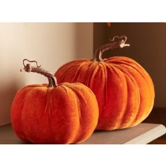 Tök dekoráció bársony - Narancs - 24 cm  