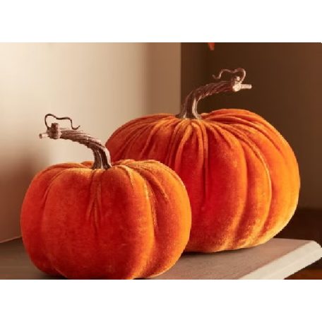 Tök dekoráció bársony - Narancs - 24 cm  