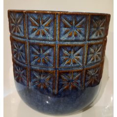Mosaic kerámia kaspó antikolt kék-barna - 15x17 cm