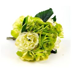 Nyílt rózsa dekor csokor peoniával - Zöld
