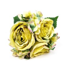Nyílt rózsa hortenziával - Zöld